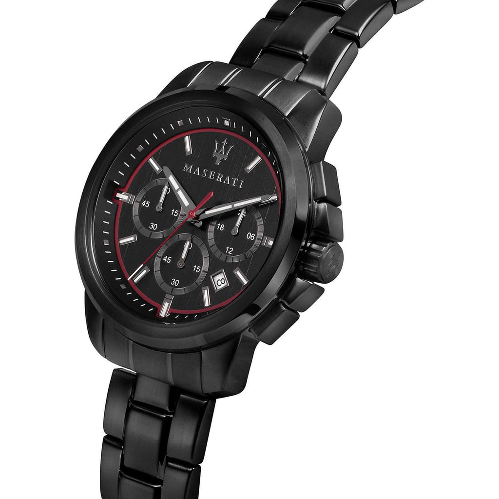 Maserati Successo R8873621014 44mm Men’s Chronograph Watch – Black Dial & Black Ion-Plated Stainless Steel Bracelet