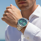 Maserati Successo R8873621017 44mm Men’s Chronograph Watch – Unique Green Sunray Dial & Silver Stainless Steel Link Bracelet