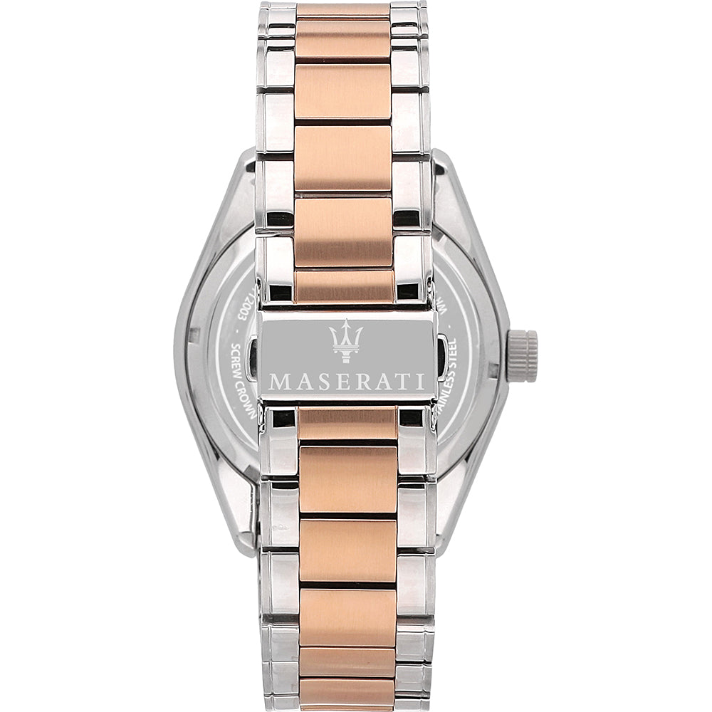 Maserati Traguardo R8823112001 45mm Men’s Automatic Watch – White Dial & Two-Tone Link Bracelet