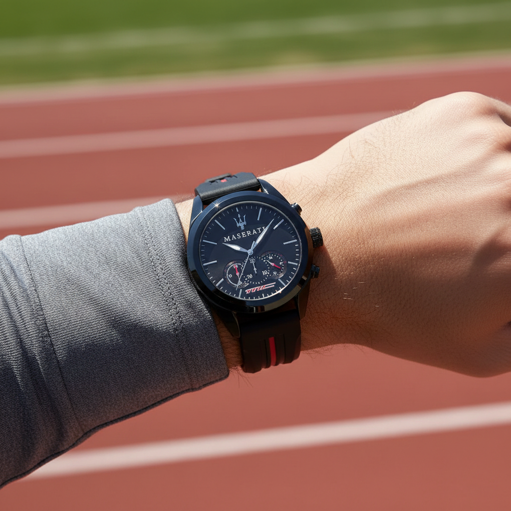Maserati Traguardo R8871612004 45mm Men’s Chronograph Watch – Black Sunray Dial & Black Silicone Strap