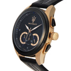 Maserati Traguardo R8871612025 45mm Men’s Chronograph Watch – Black Dial & Black Genuine Leather Strap