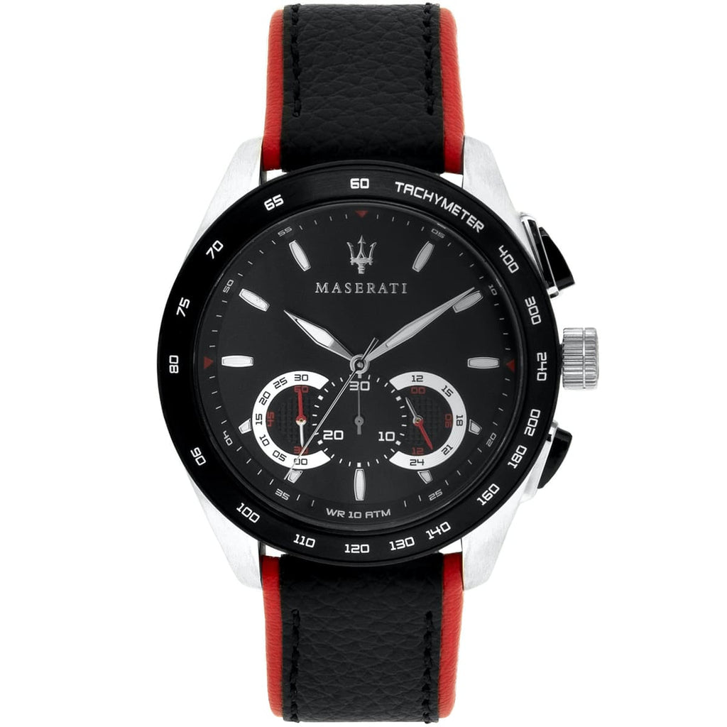 Maserati Traguardo R8871612028 45mm Men’s Chronograph Watch – Black Dial & Black Leather Strap