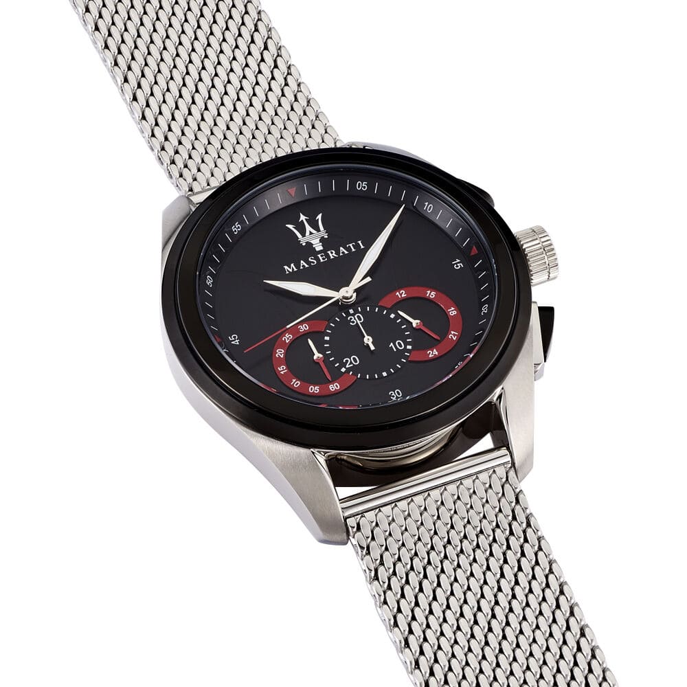 Maserati Traguardo R8873612005 45mm Men’s Chronograph Watch – Black Dial & Comfortable Milanese Mesh Stainless Steel Strap