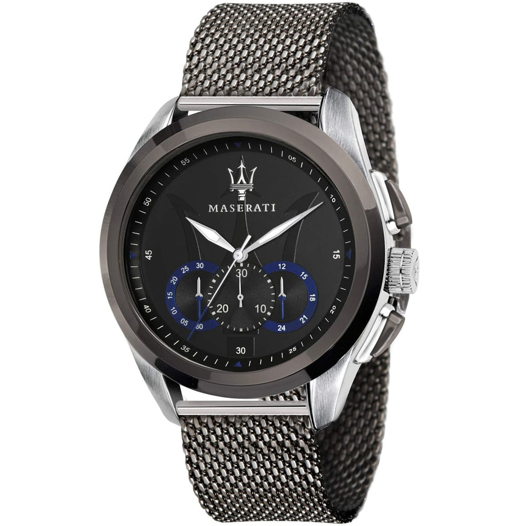 Maserati Traguardo R8873612006 45mm Men’s Chronograph Watch – Black Dial & Gunmetal PVD Stainless Steel Mesh Bracelet