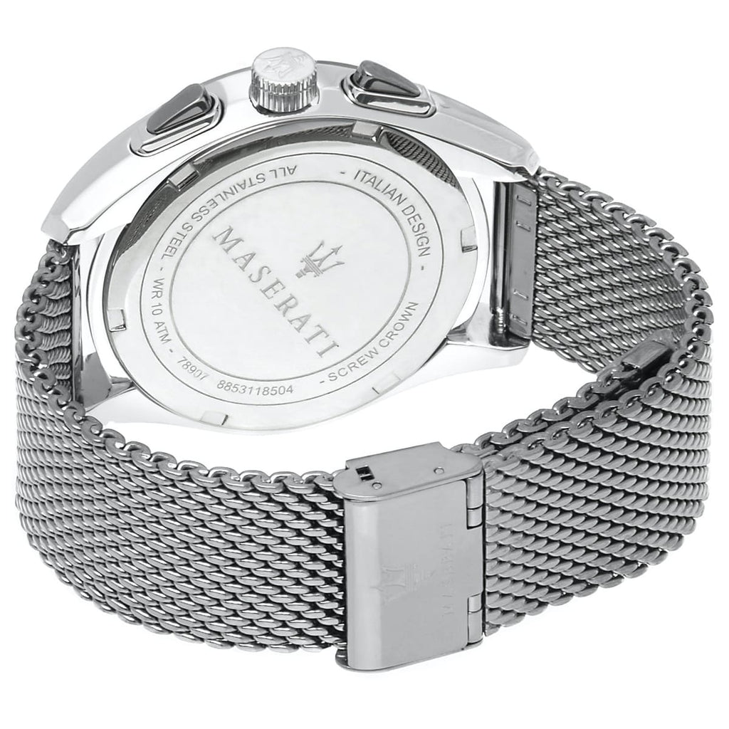 Maserati Traguardo R8873612006 45mm Men’s Chronograph Watch – Black Dial & Gunmetal PVD Stainless Steel Mesh Bracelet