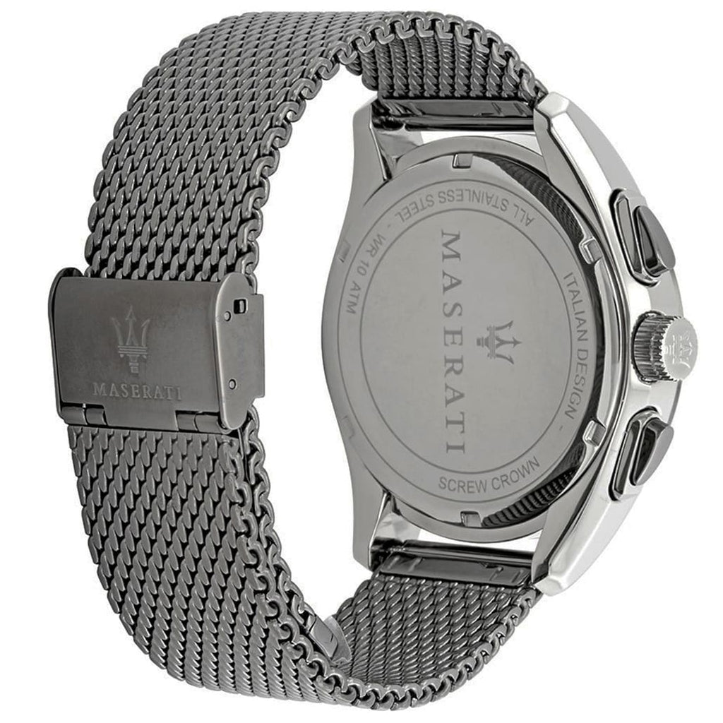 Maserati Traguardo R8873612006 45mm Men’s Chronograph Watch – Black Dial & Gunmetal PVD Stainless Steel Mesh Bracelet