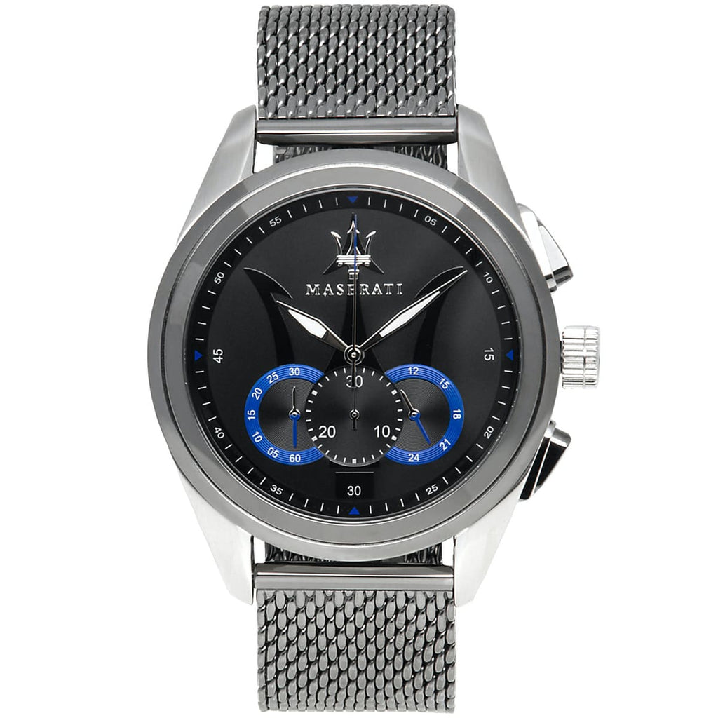 Maserati Traguardo R8873612006 45mm Men’s Chronograph Watch – Black Dial & Gunmetal PVD Stainless Steel Mesh Bracelet