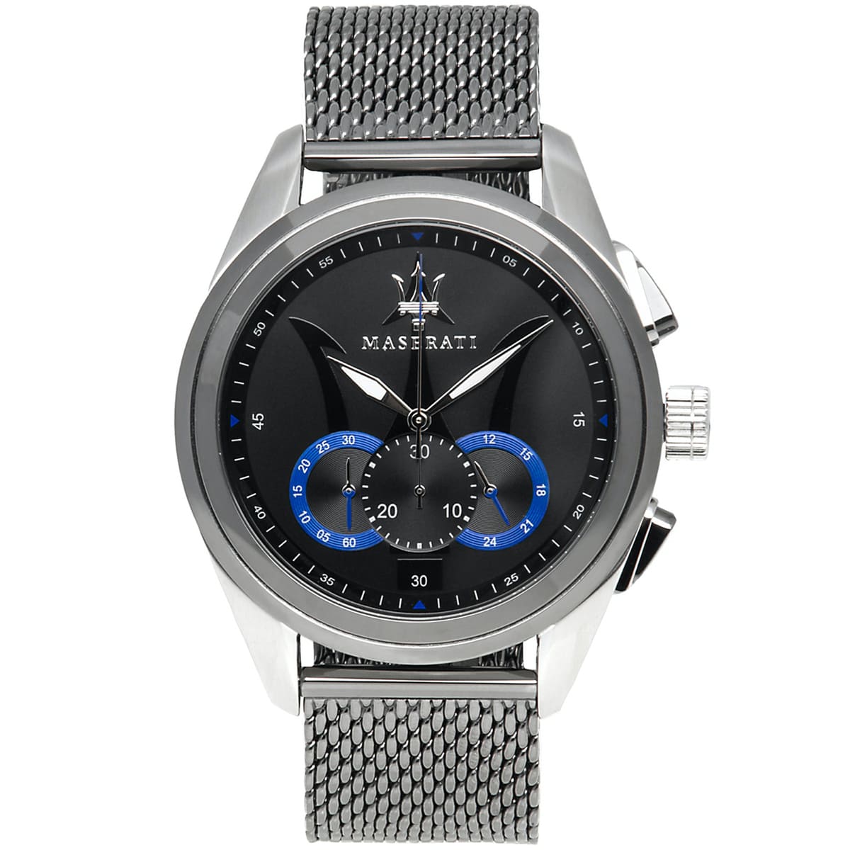 Maserati Traguardo R8873612006 45mm Men’s Chronograph Watch – Black Dial & Gunmetal PVD Stainless Steel Mesh Bracelet