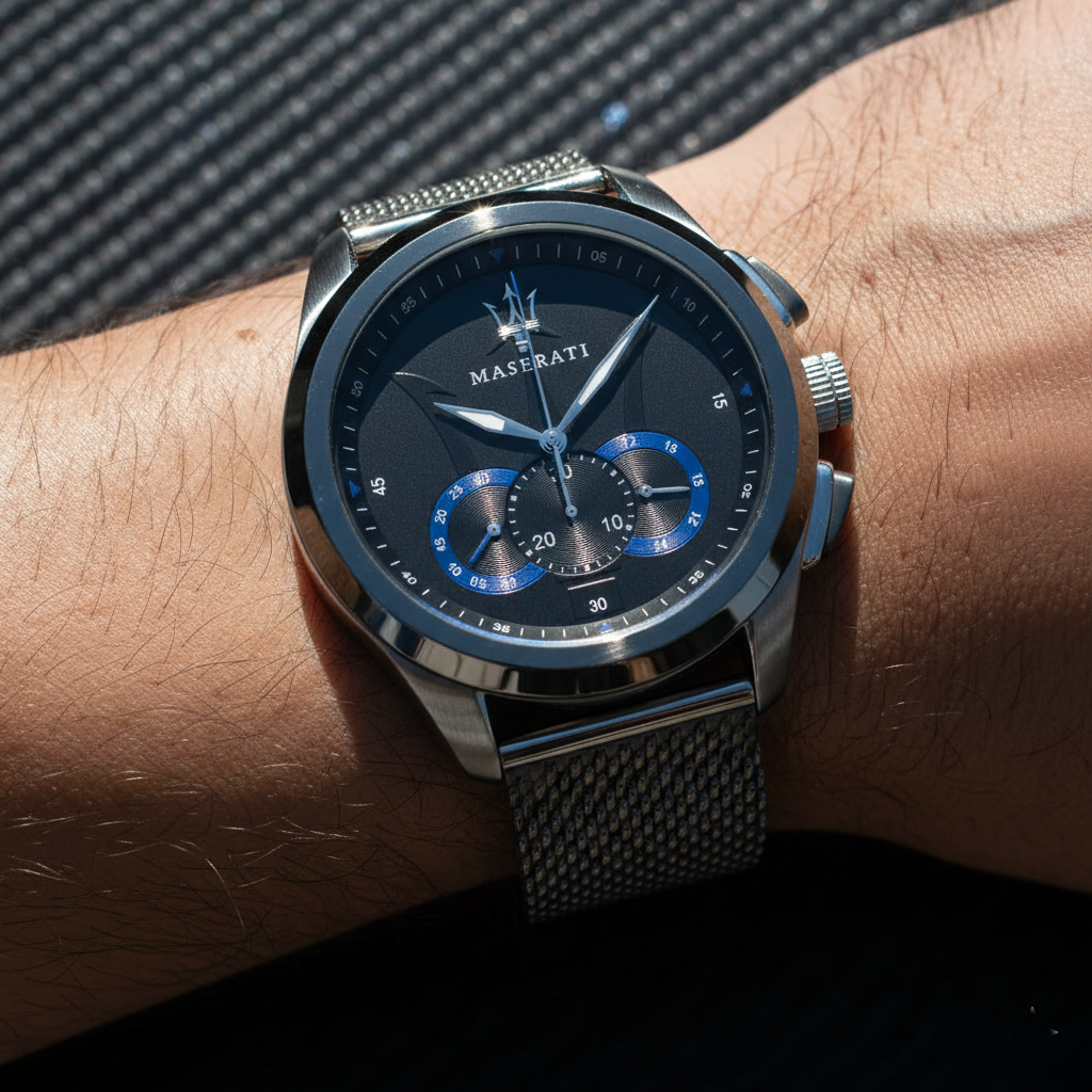Maserati Traguardo R8873612006 45mm Men’s Chronograph Watch – Black Dial & Gunmetal PVD Stainless Steel Mesh Bracelet