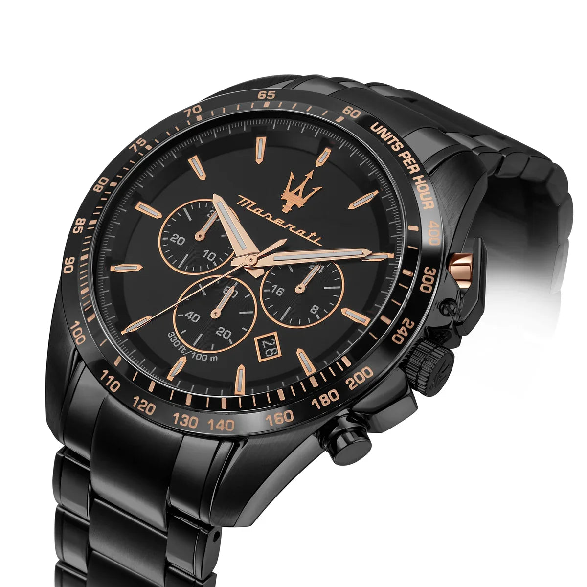 Maserati Traguardo R8873612048 45mm Men’s Chronograph Watch – Black Dial & Black PVD Stainless Steel Link Bracelet