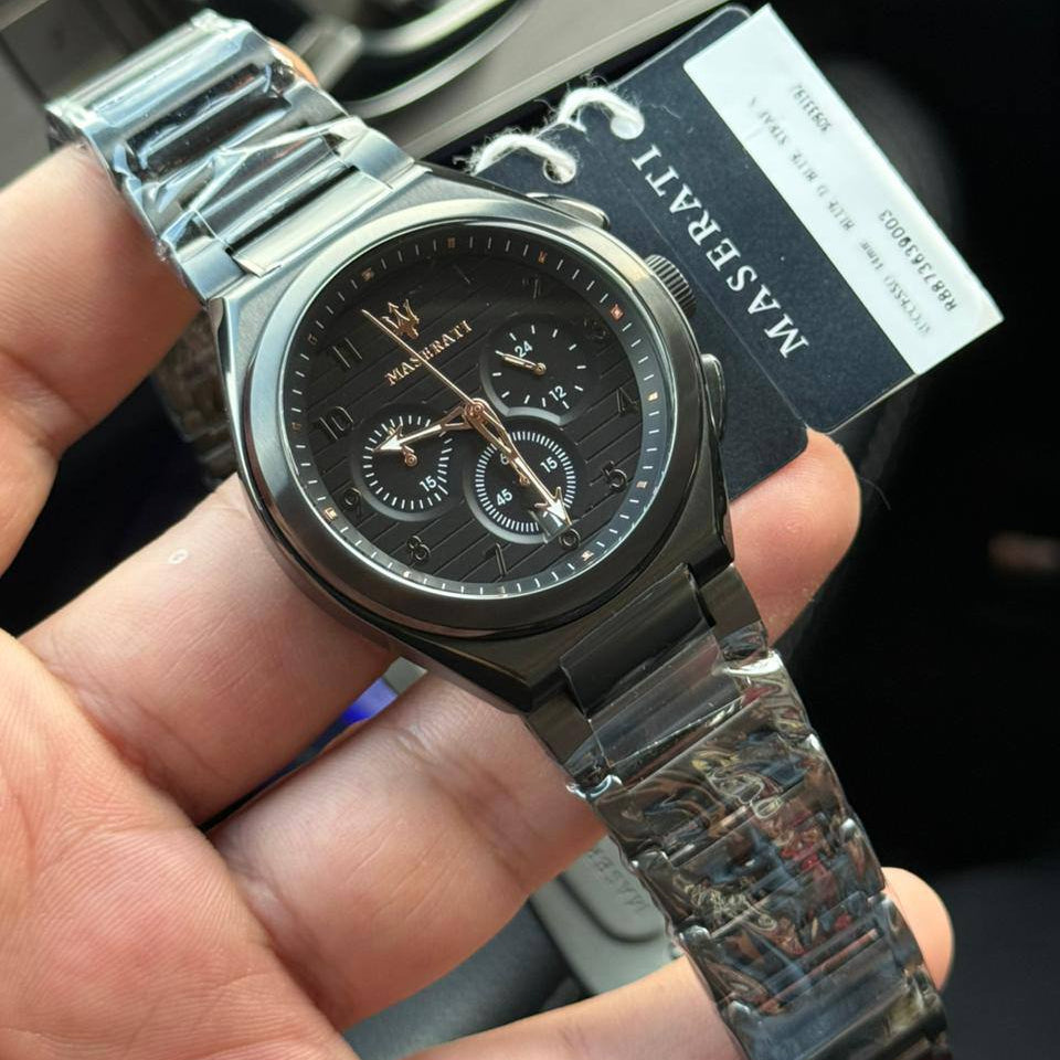 Maserati Triconic R8873639003 45mm Men’s Chronograph Watch – Black Dial & Black PVD Stainless Steel Bracelet