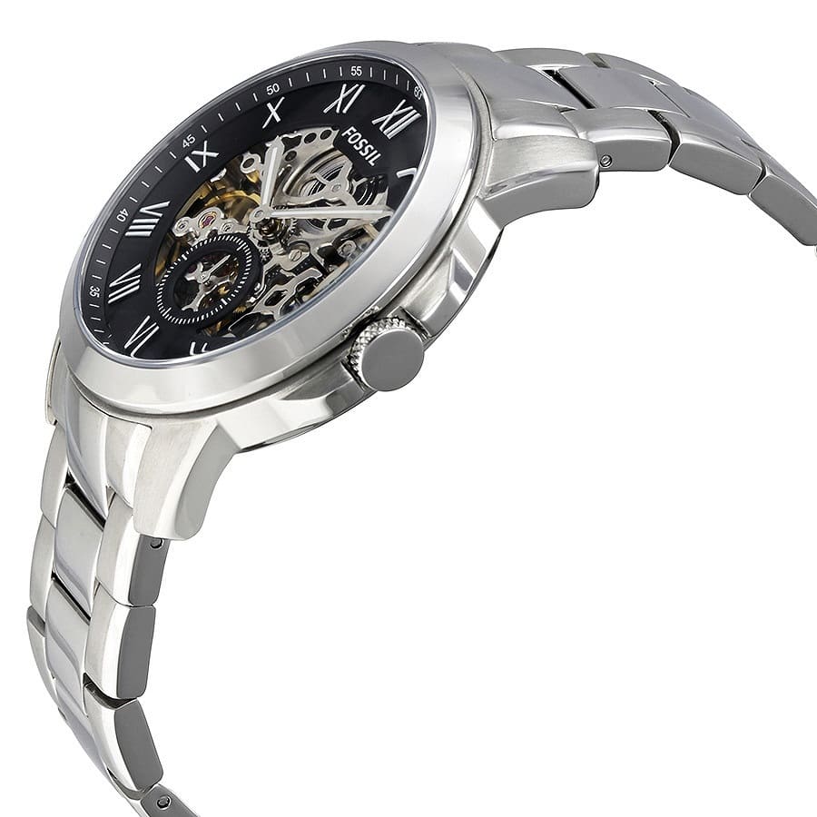 Fossil Townsman ME3055 44mm Men’s Automatic Watch – Black Skeleton Dial & Silver-tone Stainless Steel Bracelet