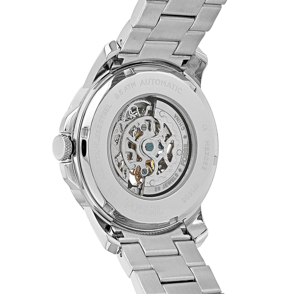 Fossil Townsman ME3055 44mm Men’s Automatic Watch – Black Skeleton Dial & Silver-tone Stainless Steel Bracelet