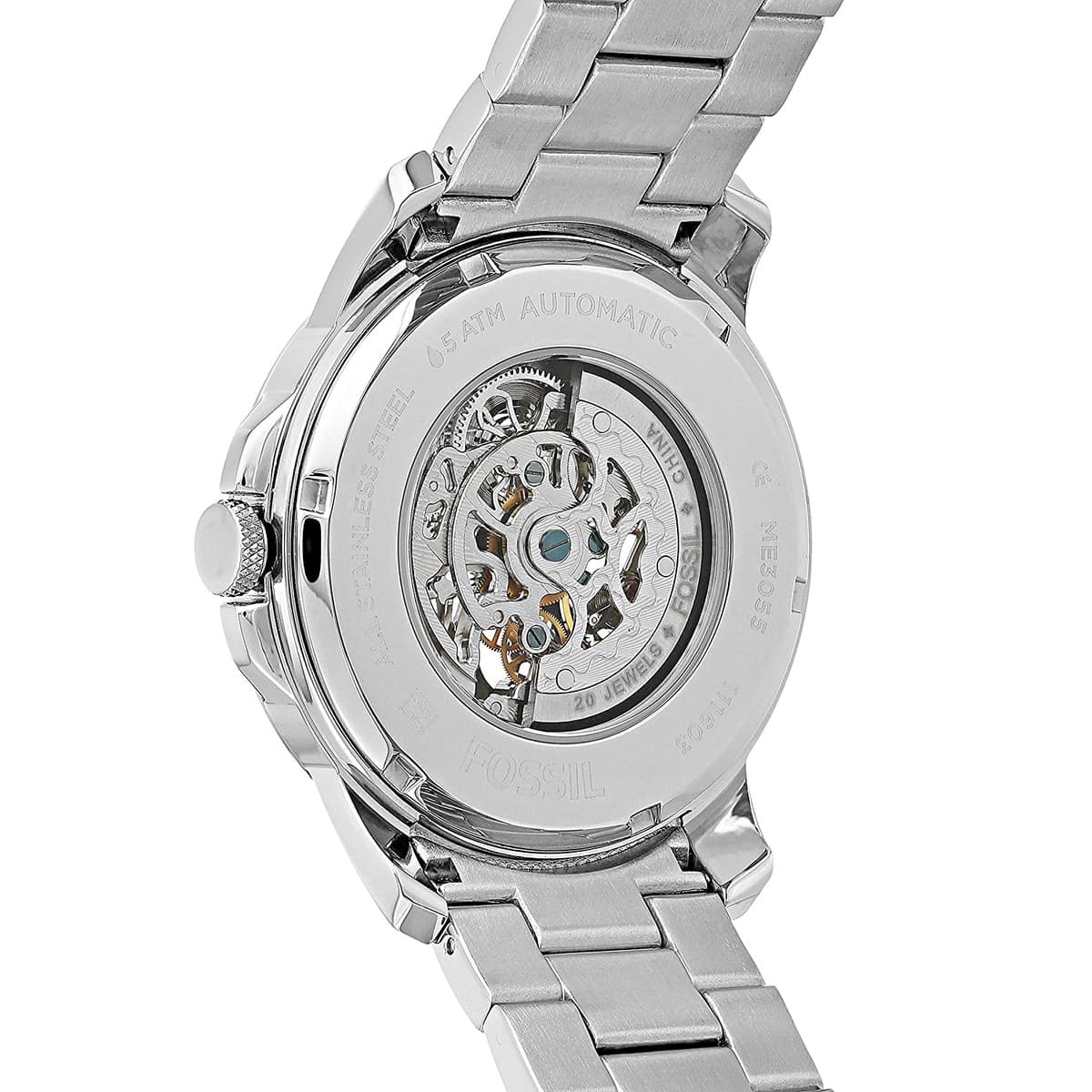 Fossil Townsman ME3055 44mm Men’s Automatic Watch – Black Skeleton Dial & Silver-tone Stainless Steel Bracelet