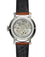Fossil Original Boyfriend ME3109 38mm Automatic Women’s Watch – Skeleton Dial, Silver-Tone Case & Tan Leather Strap