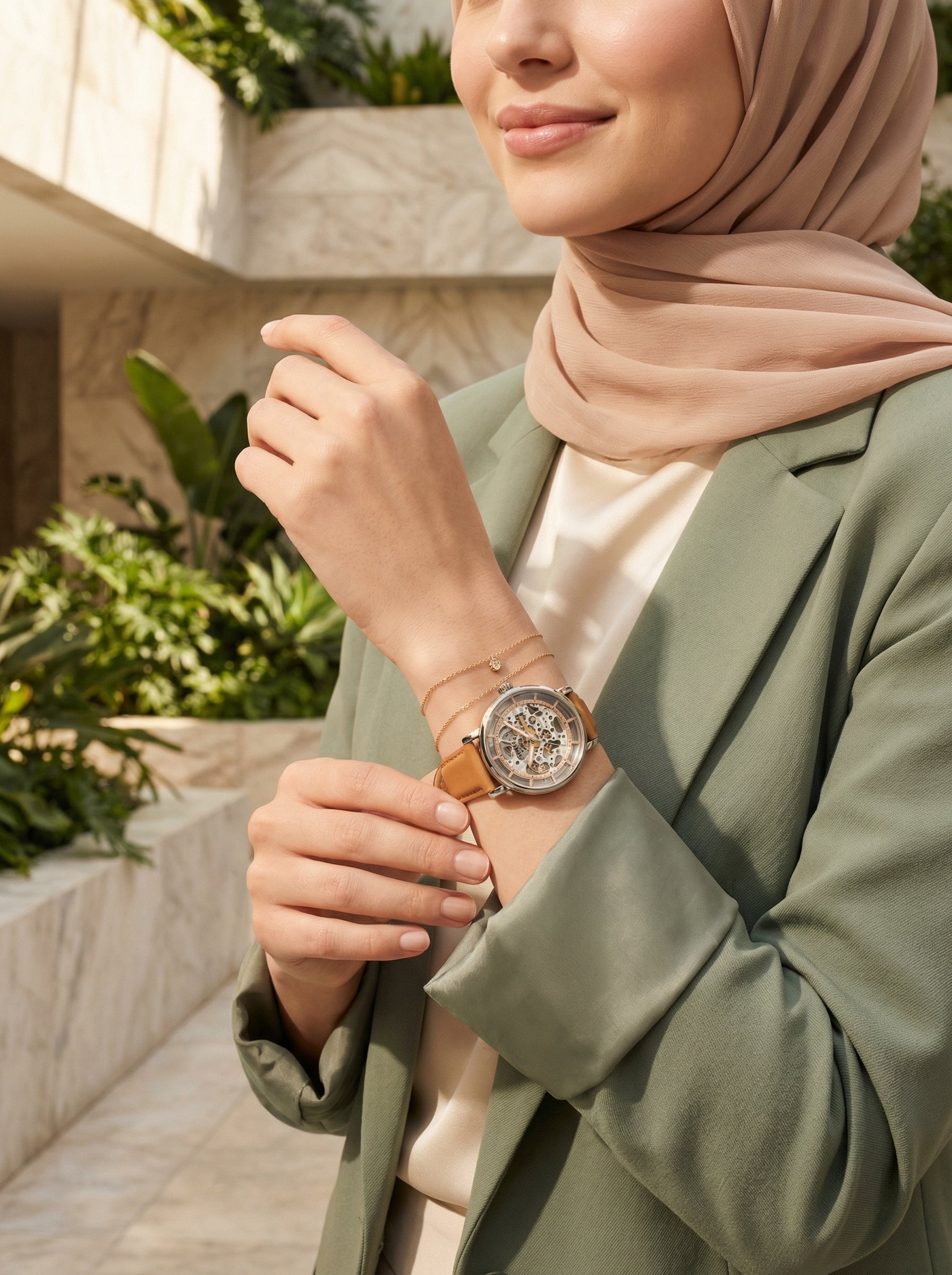 Fossil Original Boyfriend ME3109 38mm Automatic Women’s Watch – Skeleton Dial, Silver-Tone Case & Tan Leather Strap