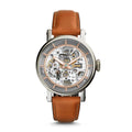 Fossil Original Boyfriend ME3109 38mm Automatic Women’s Watch – Skeleton Dial, Silver-Tone Case & Tan Leather Strap