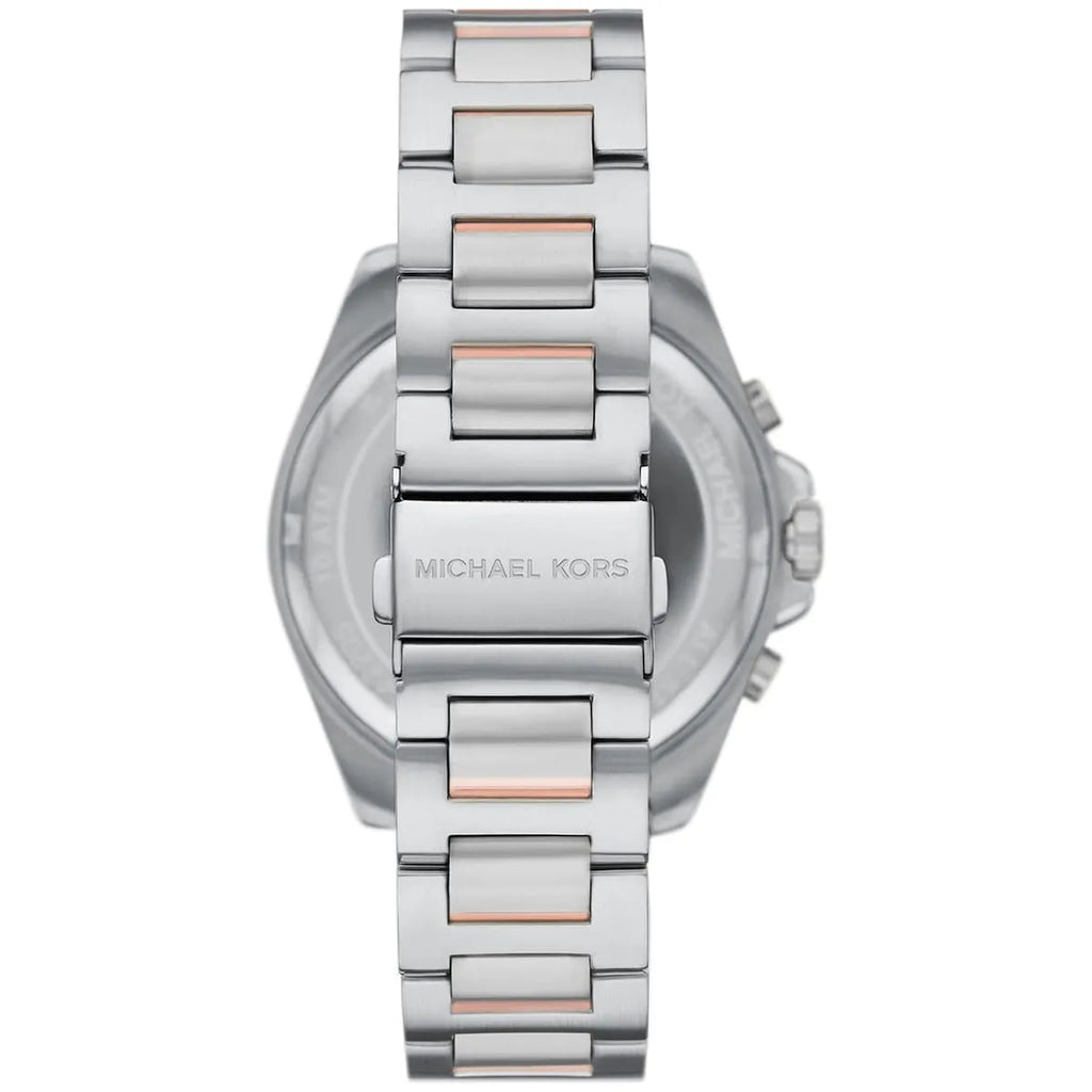 Michael Kors Brecken MK9065 44mm Men's Chronograph Watch – Navy Blue Textured & Two-Tone Silver and Gold Stainless Steel Bracelet