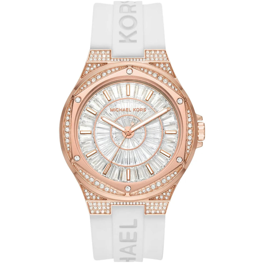 Michael Kors Camille MK7248 33mm Women's Quartz Watch – Sunray Rose Gold with Rose Gold Silicone Strap