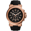 Michael Kors Dylan MK8184 48mm Men's Chronograph Watch – Black Textured & Black Rubber Strap