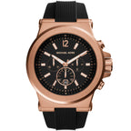 Michael Kors Dylan MK8184 48mm Men's Chronograph Watch – Black Textured & Black Rubber Strap