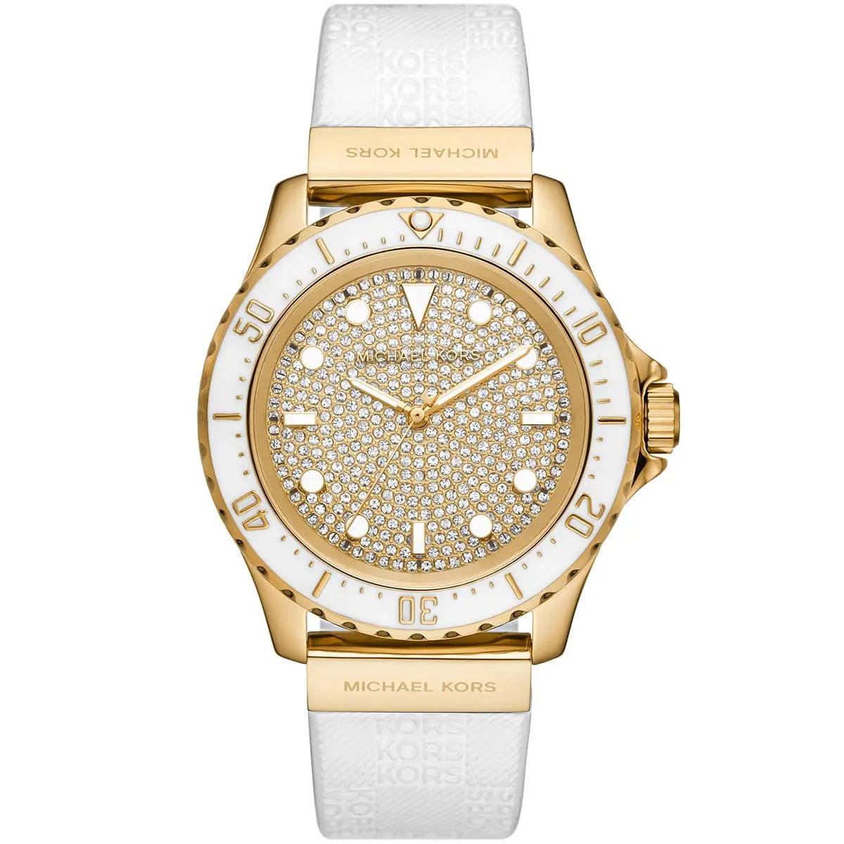 Michael Kors Everest MK7357 36mm Women's Quartz Watch – Pavé White with White Rubber Strap