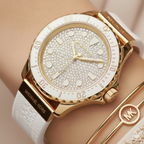 Michael Kors Everest MK7357 36mm Women's Quartz Watch – Pavé White with White Rubber Strap