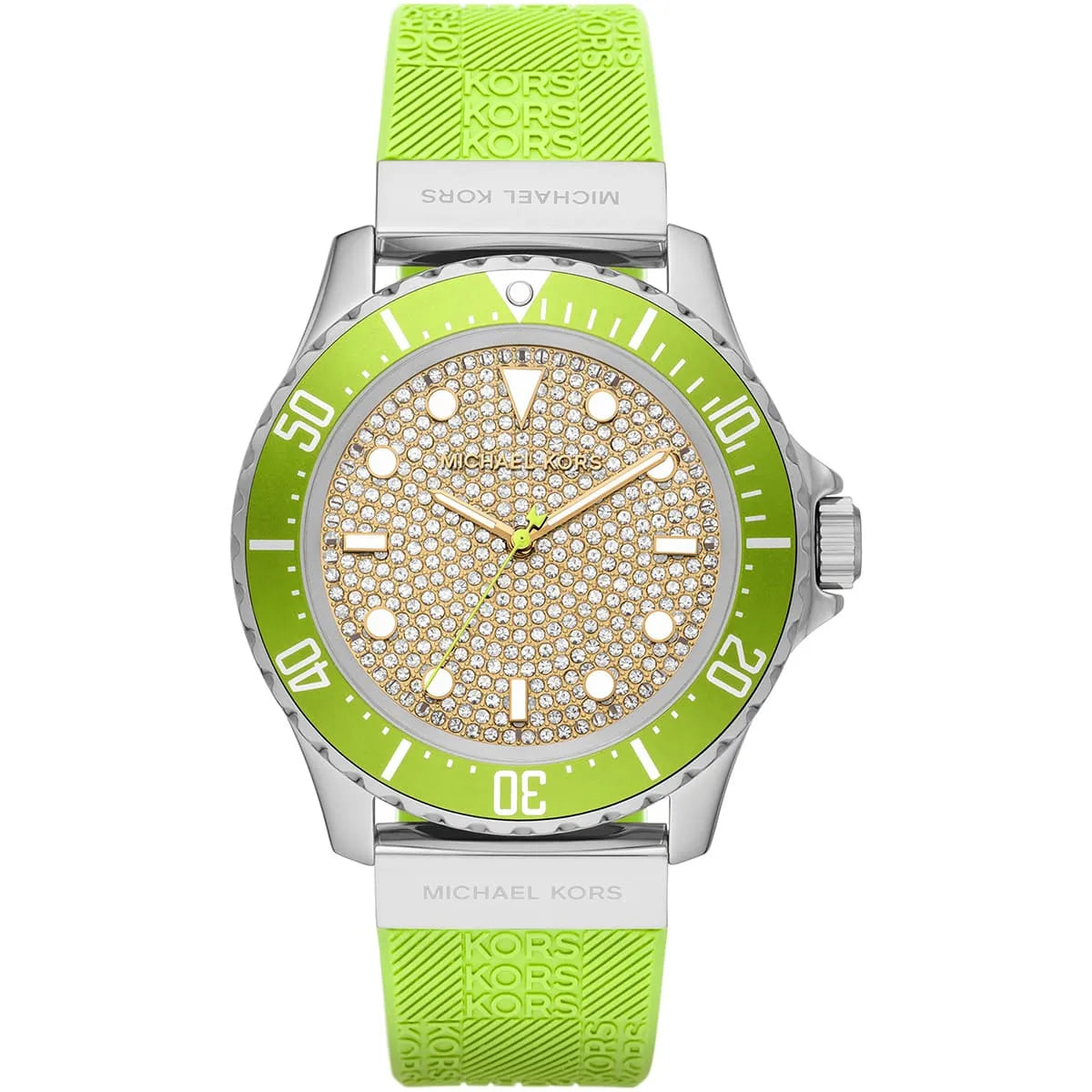 Michael Kors Everest MK7360 36mm Women's Quartz Watch – Pavé Green with Green Rubber Strap