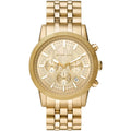 Michael Kors Hutton MK8953 43mm Men's Chronograph Watch – Gold Textured & Gold-Tone Stainless Steel Bracelet
