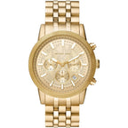 Michael Kors Hutton MK8953 43mm Men's Chronograph Watch – Gold Textured & Gold-Tone Stainless Steel Bracelet