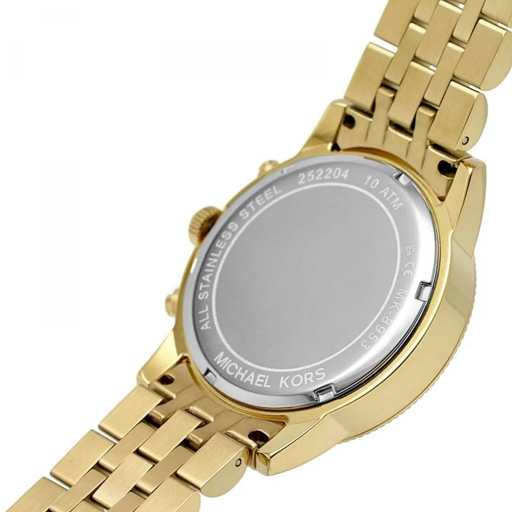 Michael Kors Hutton MK8953 43mm Men's Chronograph Watch – Gold Textured & Gold-Tone Stainless Steel Bracelet