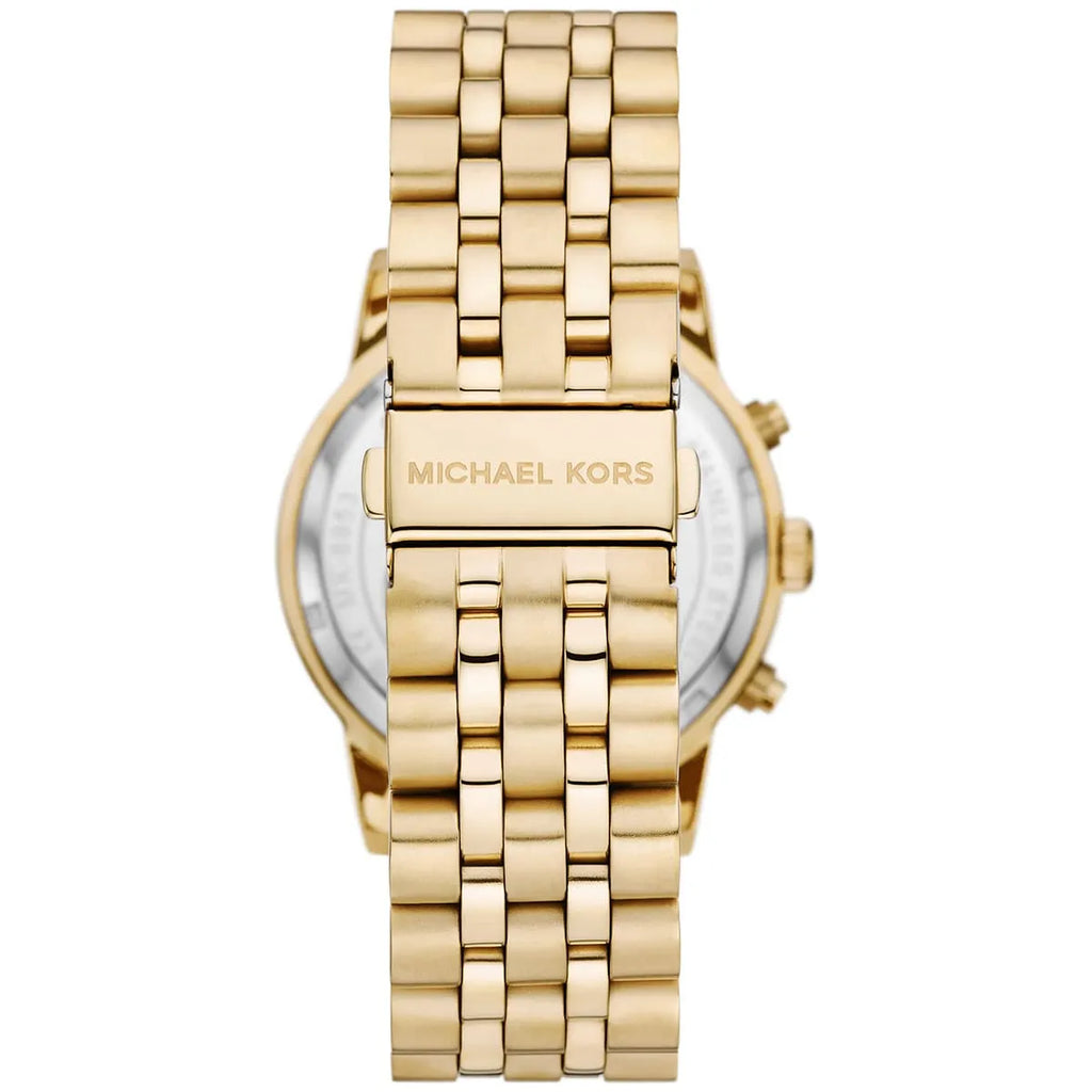 Michael Kors Hutton MK8953 43mm Men's Chronograph Watch – Gold Textured & Gold-Tone Stainless Steel Bracelet