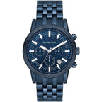 Michael Kors Hutton MK9088 43mm Men's Chronograph Watch – Navy Blue Textured & Navy Blue Stainless Steel Bracelet