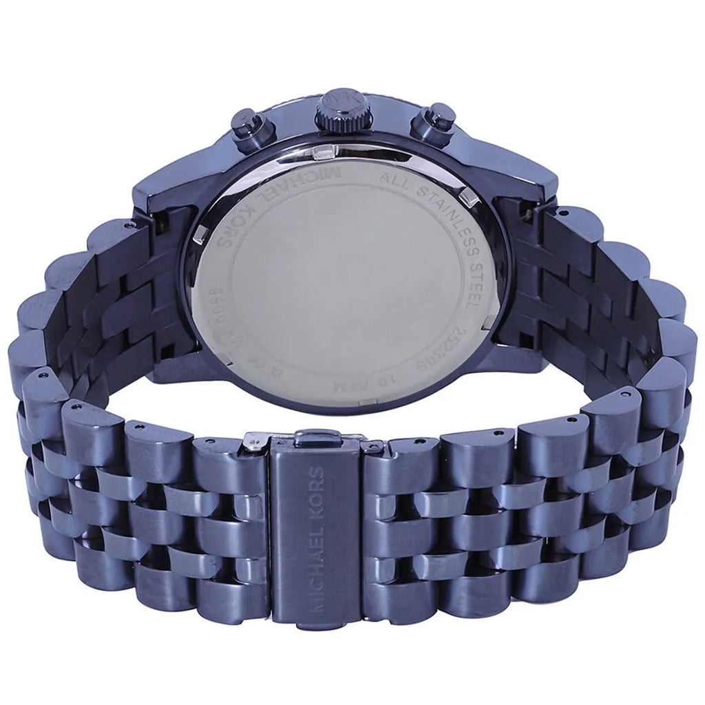 Michael Kors Hutton MK9088 43mm Men's Chronograph Watch – Navy Blue Textured & Navy Blue Stainless Steel Bracelet