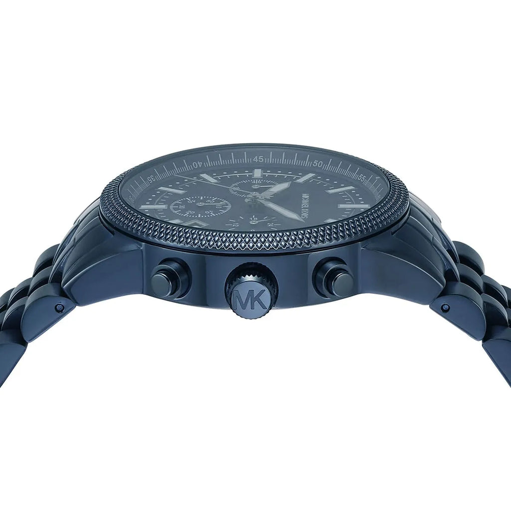 Michael Kors Hutton MK9088 43mm Men's Chronograph Watch – Navy Blue Textured & Navy Blue Stainless Steel Bracelet
