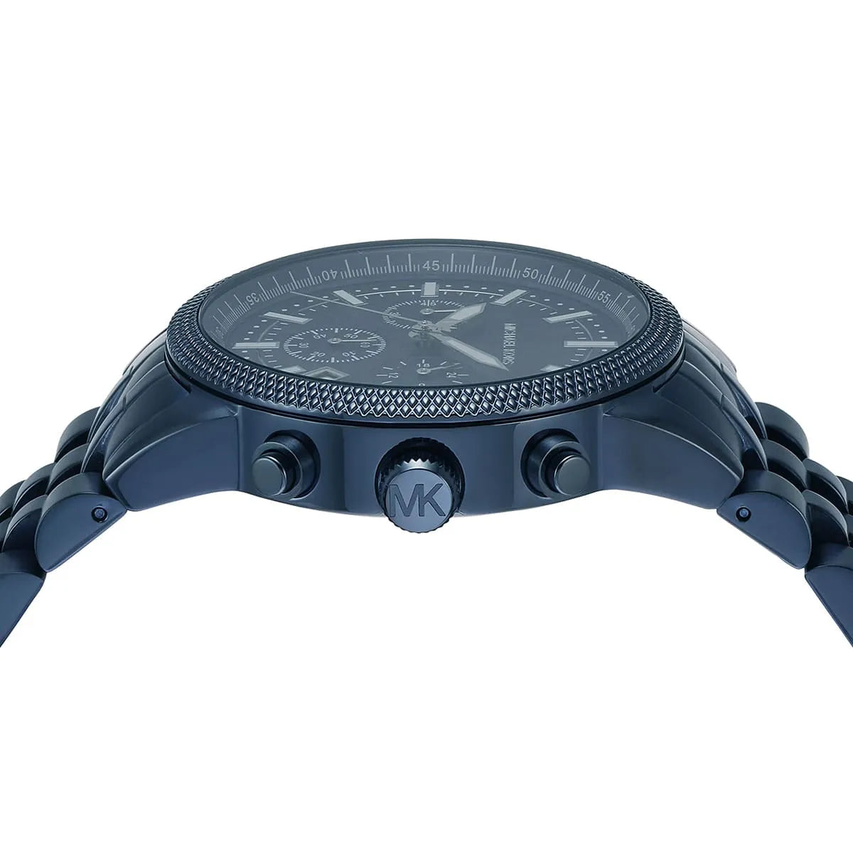 Michael Kors Hutton MK9088 43mm Men's Chronograph Watch – Navy Blue Textured & Navy Blue Stainless Steel Bracelet