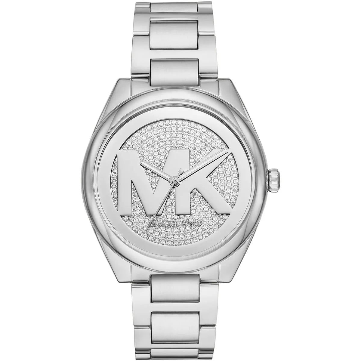 Michael Kors Janelle MK7311 42mm Women's Chronograph Watch – Pavé Silver with Silver Stainless Steel Bracelet