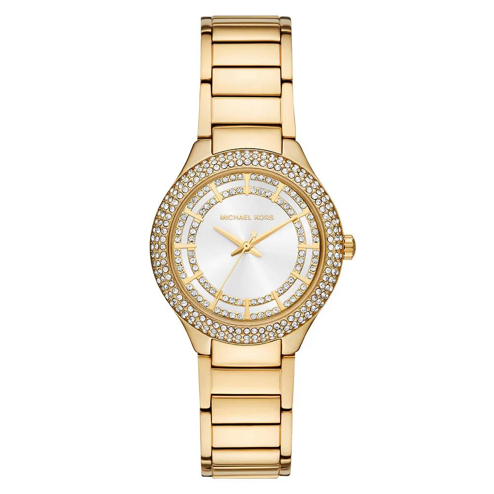 Michael Kors Kerry MK3312 38mm Women's Chronograph Watch – Pavé White with Gold Stainless Steel Bracelet