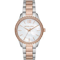 Michael Kors Layton MK6849 38mm Women's Quartz Watch – Mother Of Pearl with Two-Tone Genuine Leather Strap