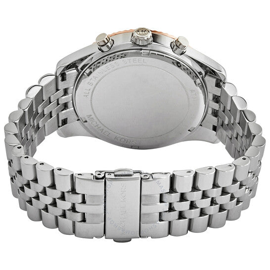 Michael Kors Lexington MK8689 44mm Men's Chronograph Watch – Navy Blue Sunray & Silver Stainless Steel Bracelet