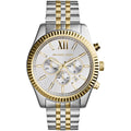 Michael Kors Lexington MK8344 45mm Men's Chronograph Watch – Silver & Two-Tone Silver and Gold Stainless Steel Bracelet