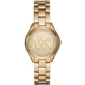 Michael Kors Slim Runway MK3477 33mm Women's Quartz Watch – Pavé Gold with Gold Stainless Steel Bracelet