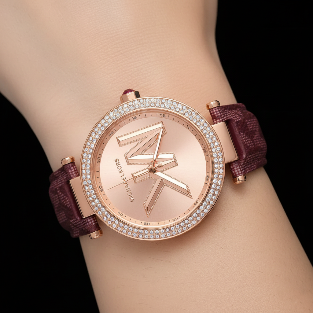 Michael Kors Parker MK2974 39mm Women's Quartz Watch – Pavé Rose Gold with Rose Gold Genuine Leather Strap