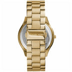 Michael Kors Slim Runway MK3179 42mm Women's Quartz Watch – Sunray Gold with Gold Genuine Leather Strap