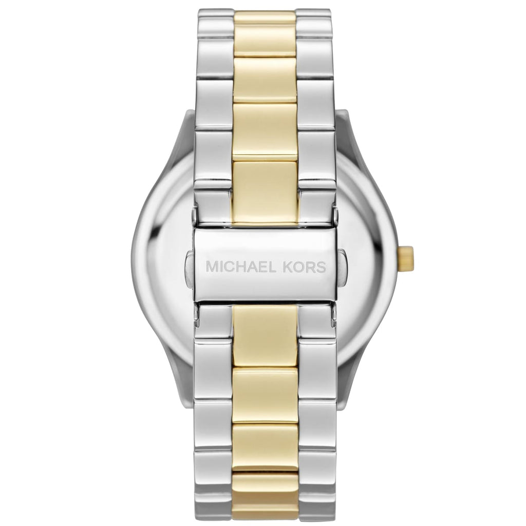 Michael Kors Slim Runway MK3198 42mm Women's Quartz Watch – White with Black Genuine Leather Strap