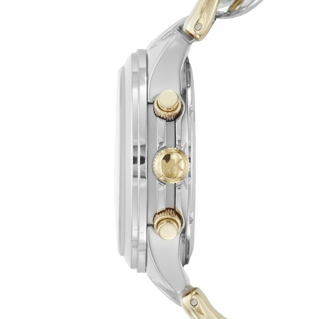 Michael Kors Runway Twist MK3199 38mm Women's Chronograph Watch – White with Two-Tone Chain-Link Bracelet