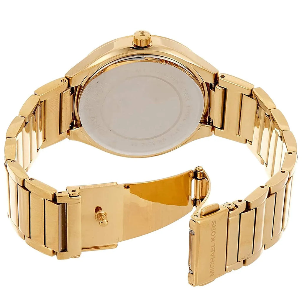 Michael Kors Kerry MK3312 38mm Women's Chronograph Watch – Pavé White with Gold Stainless Steel Bracelet
