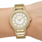 Michael Kors Kerry MK3312 38mm Women's Chronograph Watch – Pavé White with Gold Stainless Steel Bracelet