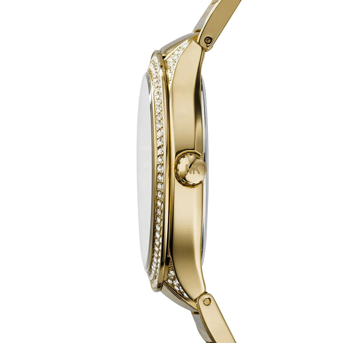 Michael Kors Kerry MK3312 38mm Women's Chronograph Watch – Pavé White with Gold Stainless Steel Bracelet