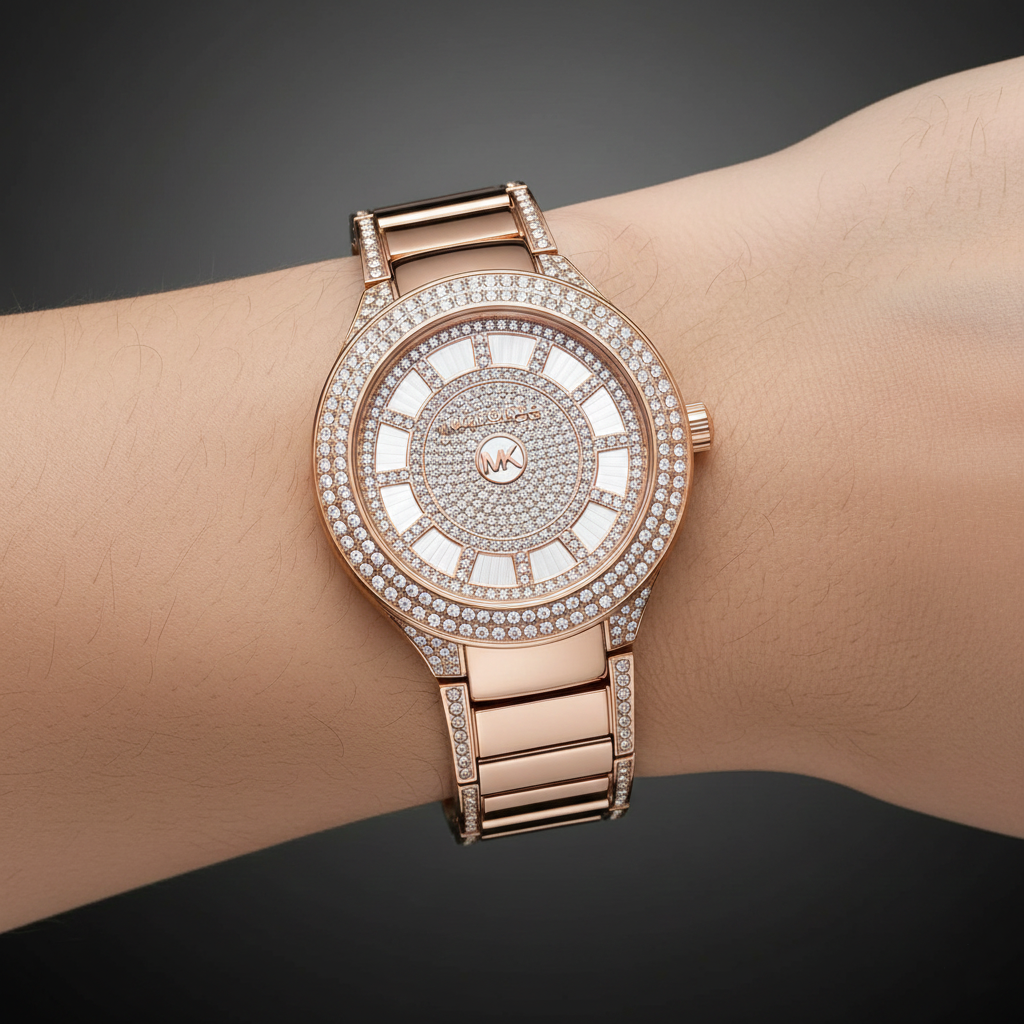 Michael Kors Kerry MK3443 33mm Women's Quartz Watch – Mother-of-Pearl Rose Gold with White Stainless Steel Bracelet